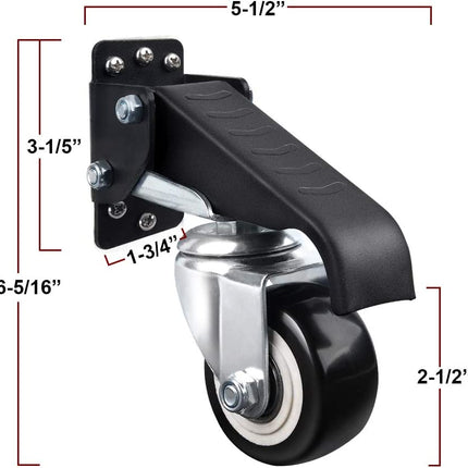SPACECARE Heavy Duty Retractable Casters 600 Lbs Capacity Set of 4 Adjustable Stepdown Wheels or Workbenches Tables and Equipments ,Side Mounted.