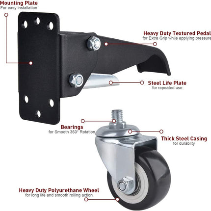 SPACECARE Heavy Duty Retractable Casters 600 Lbs Capacity Set of 4 Adjustable Stepdown Wheels or Workbenches Tables and Equipments ,Side Mounted.