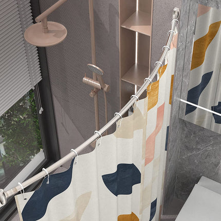 Bonpally Curved Shower Curtain Rod 43 to 72 Inches Adjustable, Aluminum Shower Rod Rustproof, Round Shower Curtain Rod, Curved Shower Rods for Bathroom, Bathtub, Stall, Brush Nickel, Need to Drill.