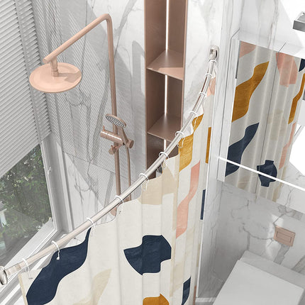 Bonpally Curved Shower Curtain Rod 43 to 72 Inches Adjustable, Aluminum Shower Rod Rustproof, Round Shower Curtain Rod, Curved Shower Rods for Bathroom, Bathtub, Stall, Brush Nickel, Need to Drill.