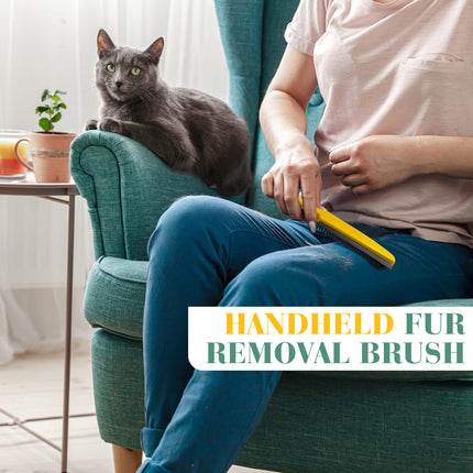 Yeabett Rubber Pet Broom with Squeegee, Pet Hair Remover 56 inches Long Handle, Portable Detailing Lint Brush Fur Removal for Fluff Carpet, Window, Tile, Floor Cleaning,