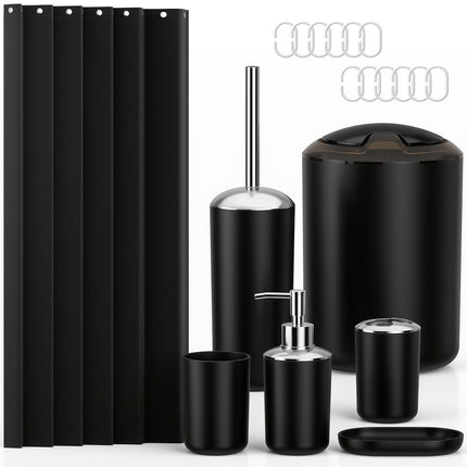 Yeabett 8/19 Pieces Bathroom Accessory Set, Bath Sets with Trash Can, Soap Dispenser and Toothbrush Holder, Soap Dish,Toilet Brush Holder for Home Washing Room