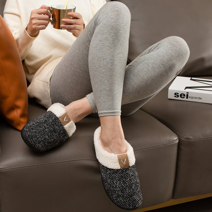 Parlovable Women Memory Foam Slippers, Indoor Bedroom House Shoe, Gifts for Ladies Cozy Wool-like Anti-Skid Sole