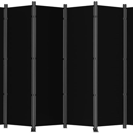 Room Divider 6FT Folding Privacy Screens, 6 Panel Fabric Divider for Room Separation, 132"W Freestanding Portable Wall Dividers Screen for Home Dorm Studio Office, Black