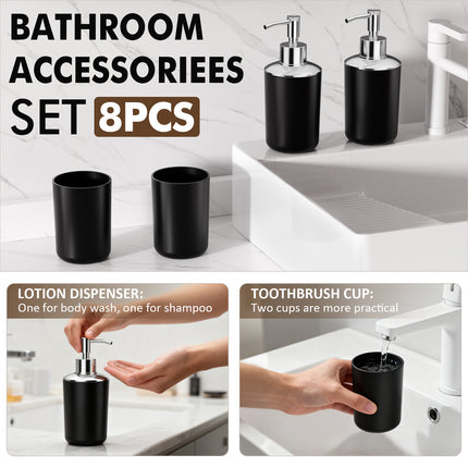 Yeabett 8/19 Pieces Bathroom Accessory Set, Bath Sets with Trash Can, Soap Dispenser and Toothbrush Holder, Soap Dish,Toilet Brush Holder for Home Washing Room