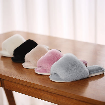 Parlovable Womens Open Toe Slippers Cozy Furry Spa Flat Fluffy Fuzzy Indoor House Shoes Slip on Outdoor Home Slipper