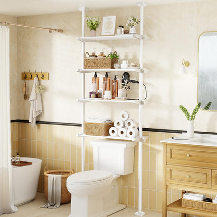 Yeabett 4-Tier over the Toilet Storage Shelf,bathroom Organizer Adjustable Saver Space Rack,no Drill Tension Mounted Shelves,Bathroom Cabinet Rack Above Toilet for Small Rooms