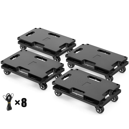 Yeabett Furniture Mover Dolly 4 Wheels Heavy Duty Small Furniture Moving Dollies Rollers with 4 Wheels 440 Lbs Capacity Rolling Platform Interlocking Design Flat Dolly with Wheels, Black, 4 Pack