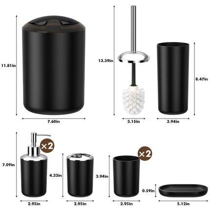 Yeabett 8/19 Pieces Bathroom Accessory Set, Bath Sets with Trash Can, Soap Dispenser and Toothbrush Holder, Soap Dish,Toilet Brush Holder for Home Washing Room
