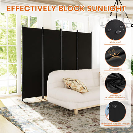 Room Divider 6FT Folding Privacy Screens, 6 Panel Fabric Divider for Room Separation, 132"W Freestanding Portable Wall Dividers Screen for Home Dorm Studio Office, Black
