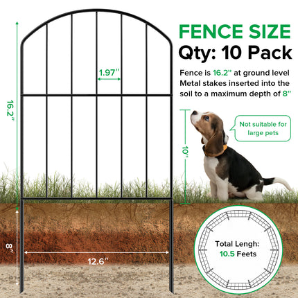 Yeabett Decorative Garden Fence Outdoor, 19 Panels Rustproof Metal Landscape Barrier Fence, Total 20ft (L) x 24in (H), Black Ornamental Fence for Yard, Patio, Lawn, Garden Bed, Easy to Install
