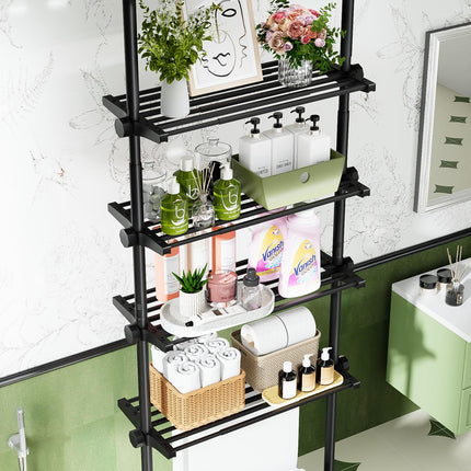 Yeabett 4-Tier over the Toilet Storage Shelf,bathroom Organizer Adjustable Saver Space Rack,no Drill Tension Mounted Shelves,Bathroom Cabinet Rack Above Toilet for Small Rooms