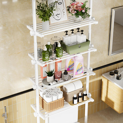 Yeabett 4-Tier over the Toilet Storage Shelf,bathroom Organizer Adjustable Saver Space Rack,no Drill Tension Mounted Shelves,Bathroom Cabinet Rack Above Toilet for Small Rooms