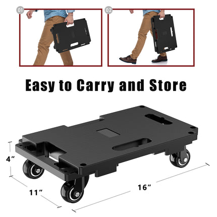 Yeabett Furniture Mover Dolly 4 Wheels Heavy Duty Small Furniture Moving Dollies Rollers with 4 Wheels 440 Lbs Capacity Rolling Platform Interlocking Design Flat Dolly with Wheels, Black, 4 Pack