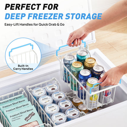 SUNALLY Stackable Metal Wire Baskets for Pantry Organizer, 4/6-Pack Kitchen Countertop Storage Potato Onion Vegetable Fruit Basket, Freezer Organizer Bins with Handle