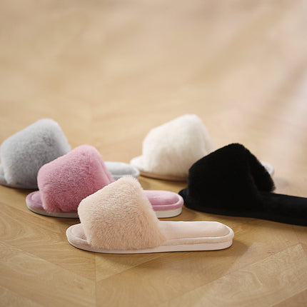 Parlovable Womens Open Toe Slippers Cozy Furry Spa Flat Fluffy Fuzzy Indoor House Shoes Slip on Outdoor Home Slipper