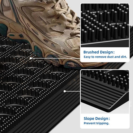 Front Door Mat, Heavy Duty All Weather Dirt Trapping Waterproof Non-Slip Drainage Welcome Entrance Doormats, Mud Mat for Garage Home Pool Entry Commercial, 29.5" x 17", Black