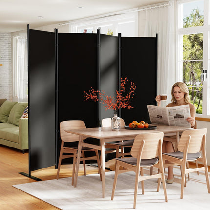 Room Divider 6FT Folding Privacy Screens, 6 Panel Fabric Divider for Room Separation, 132"W Freestanding Portable Wall Dividers Screen for Home Dorm Studio Office, Black