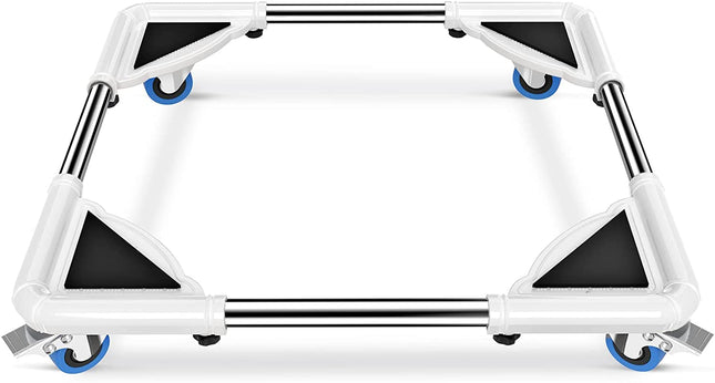 SWAGER Mobile Roller with 4 Locking Wheels - Adjustable Furniture Dolly Washing Machine Stand Refrigerator Base Moving Cart- White.