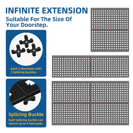 Front Door Mat, Heavy Duty All Weather Dirt Trapping Waterproof Non-Slip Drainage Welcome Entrance Doormats, Mud Mat for Garage Home Pool Entry Commercial, 29.5" x 17", Black