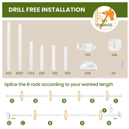 Yeabett Room Divider Curtain Rod, No Drilling 4-10ft(H) 28-140inch(W) Adjustable Privacy Wall Divider for Room Separation, Heavy Duty Temporary Partition Space Separator Tension Rods, White