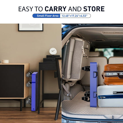 Yeabett Folding Hand Truck, 500 LB Capacity Luggage Cart, Portable Folding Dolly with 6 Wheels and 2 Elastic Ropes for Luggage, Personal, Travel, Auto, Moving and Office Use, Blue