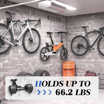 Yeabett Garage Bike Rack Wall Mount Hanger Adjustable Space Saving Horizontal Bicycle Rack for Mountain/Road/Hybrid Bikes | Secure Home Storage