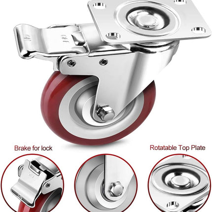 SPACECARE 4 Inches Swivel Caster Wheels, 1360Lbs with 360 Degree Heavy Duty Swivel Locking Casters with Brake Set of 4, No Noise Swivel Plate Castors.