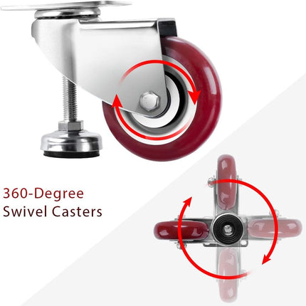 SPACECARE 4 Inches Swivel Caster Wheels, Heavy Duty Casters Set of 4 with Leg Levelers, 1360Lbs with 360 Degree No Noise Furniture Wheels.