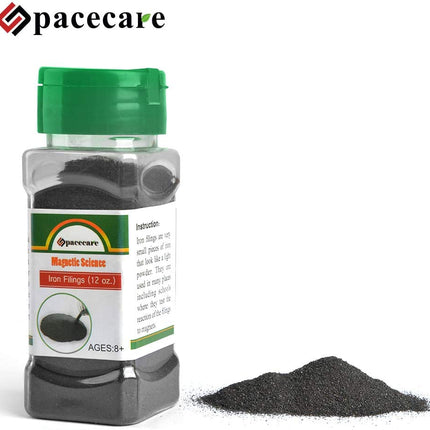 SPACECARE Magnetic Iron Powder Filings for Magnet Education and School Projects, Storage Jar (12 Ounces) with Shaker Lid, 1 Pack.