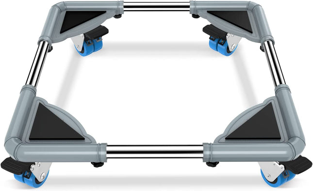 SPACECARE Mobile Roller with 8 Locking Wheels - Adjustable Furniture Dolly Washing Machine Stand Refrigerator Base Moving Cart, Capacity 500 Lbs,Grey.