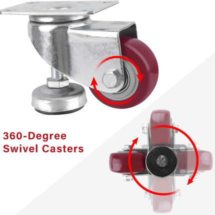 SPACECARE 2.5 Inches Swivel Caster Wheels, Heavy Duty Casters Set of 4 with Leg Levelers, 1000Lbs with 360 Degree No Noise Furniture Wheels.