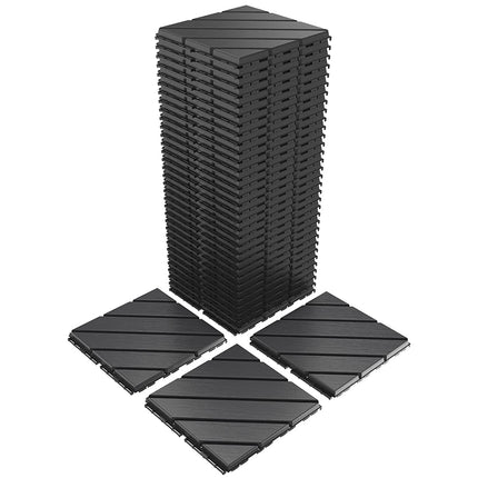 VANCASTLE Plastic Interlocking Deck Tiles, 12"x12"(Pack of 36), Patio Flooring Outdoor Waterproof All Weather Use, Outdoor Flooring for Patio Garden Poolside Front/Back Yard, Dark Grey.