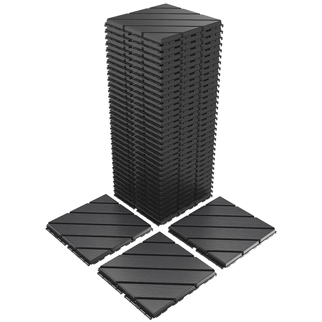 VANCASTLE Plastic Interlocking Deck Tiles, 12"x12"(Pack of 36), Patio Flooring Outdoor Waterproof All Weather Use, Outdoor Flooring for Patio Garden Poolside Front/Back Yard, Dark Grey.