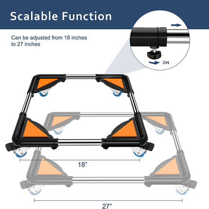 SPACECARE Mobile Roller with 8 Locking Wheels - Adjustable Furniture Dolly Washing Machine Stand Refrigerator Base Moving Cart, Capacity 500 Lbs，Black.