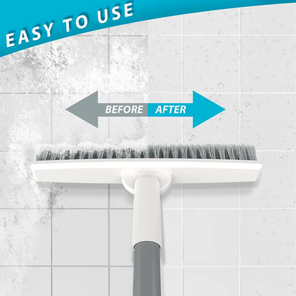 Bonpally Grout Scrub Brush with 57" Telescopic Handle,Shower Floor Brush Scrubber with V-Shape Stiff Bristles,Grout Cleaner Brush for Cleaning Tile,Bathroom,Kitchen,Hard to Reach Corners Areas,White.