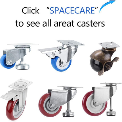 SPACECARE 2.5 Inches Swivel Caster Wheels, Heavy Duty Casters Set of 4 with Leg Levelers, 1000Lbs with 360 Degree No Noise Furniture Wheels.