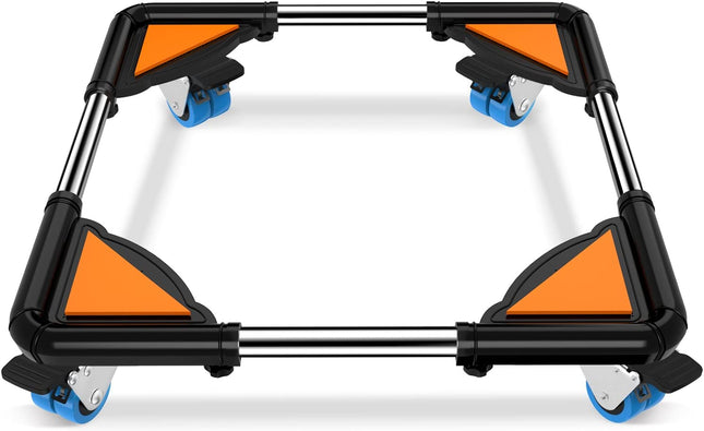 SPACECARE Mobile Roller with 8 Locking Wheels - Adjustable Furniture Dolly Washing Machine Stand Refrigerator Base Moving Cart, Capacity 500 Lbs,Black.