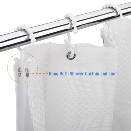 Sunally Plastic Shower Curtain Hooks, Shower Curtain Hooks Rings, Double Shower Curtain Hooks, Shower Hooks for Shower Curtain, White Shower Curtain Hooks for Curtain&Liner Bathroom- 12 Pcs