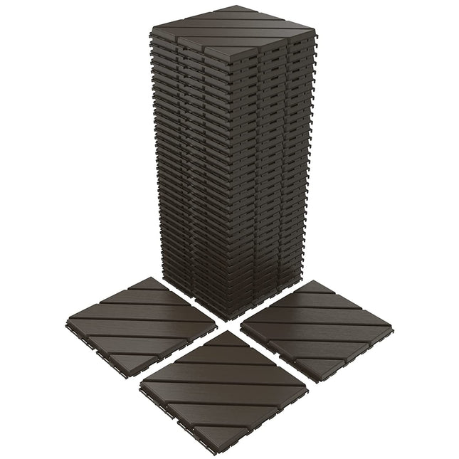 VANCASTLE Plastic Interlocking Deck Tiles, 12"x12"(Pack of 36), Patio Flooring Outdoor Waterproof All Weather Use, Outdoor Flooring for Patio Garden Poolside Front/Back Yard, Dark Coffee.