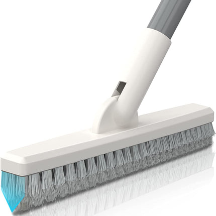 Bonpally Grout Scrub Brush with 57" Telescopic Handle,Shower Floor Brush Scrubber with V-Shape Stiff Bristles,Grout Cleaner Brush for Cleaning Tile,Bathroom,Kitchen,Hard to Reach Corners Areas,White.