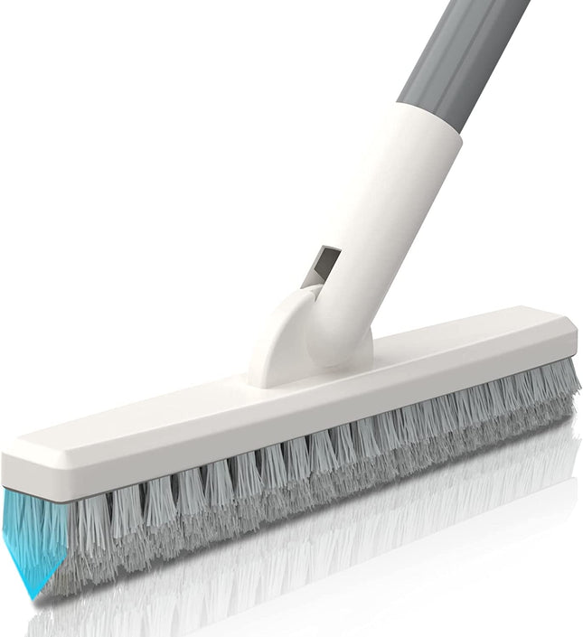 Bonpally Grout Scrub Brush with 57" Telescopic Handle,Shower Floor Brush Scrubber with V-Shape Stiff Bristles,Grout Cleaner Brush for Cleaning Tile,Bathroom,Kitchen,Hard to Reach Corners Areas,White.