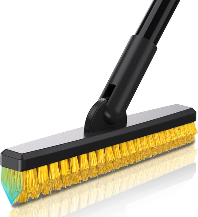 Bonpally Grout Scrub Brush with 57" Telescopic Handle, Shower Floor Brush Scrubber with V-shape Stiff Bristles,Grout Cleaner Brush for Cleaning Tile,Bathroom,Kitchen,Hard to Reach Corners Areas,Yellow.