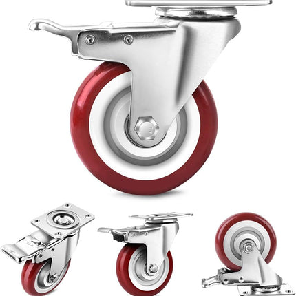 SPACECARE 4 Inches Swivel Caster Wheels, 1360Lbs with 360 Degree Heavy Duty Swivel Locking Casters with Brake Set of 4, No Noise Swivel Plate Castors.