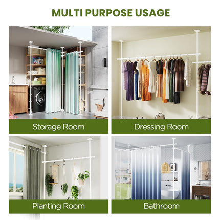 Yeabett Room Divider Curtain Rod, No Drilling 4-10ft(H) 28-140inch(W) Adjustable Privacy Wall Divider for Room Separation, Heavy Duty Temporary Partition Space Separator Tension Rods, White
