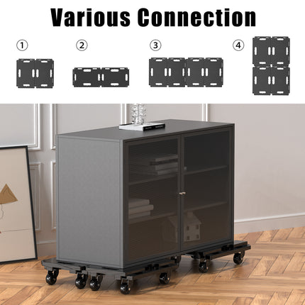 Yeabett Furniture Mover Dolly 4 Wheels Heavy Duty Small Furniture Moving Dollies Rollers with 4 Wheels 440 Lbs Capacity Rolling Platform Interlocking Design Flat Dolly with Wheels, Black, 4 Pack