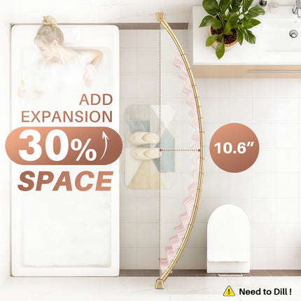 Yeabett Curved Shower Curtain Rod 43-72 Inches Adjustable, Shower Rods for Bathroom Aluminum Rustproof, Round shower curtain rod Expandable
