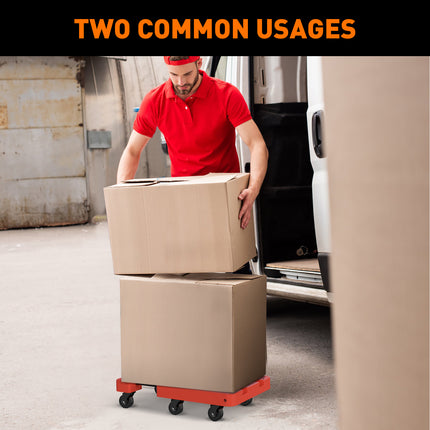 Yeabett  Folding Hand Truck, Foldable Moving Dolly Cart with Wheels 500lbs Heavy Duty Luggage Cart Portable Hand Cart Collapsible Dolly with 6 Wheels & 2 Ropes for Airplane Travel House Moving, Orange