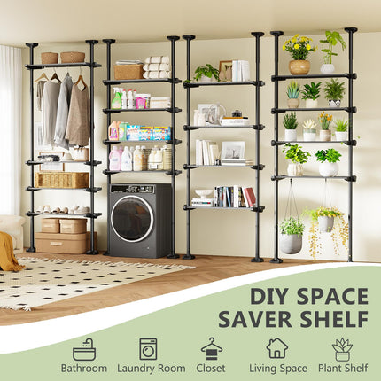 Bonpally Over The Toilet Storage Shelf, 4-Tier Adjustable Bathroom Organizer, No Drill Tension Mounted Shelves, Space-Saving Bathroom Cabinet Rack Above Toilet for Small Rooms