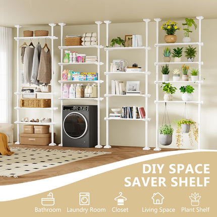 Bonpally Over The Toilet Storage Shelf, 4-Tier Adjustable Bathroom Organizer, No Drill Tension Mounted Shelves, Space-Saving Bathroom Cabinet Rack Above Toilet for Small Rooms